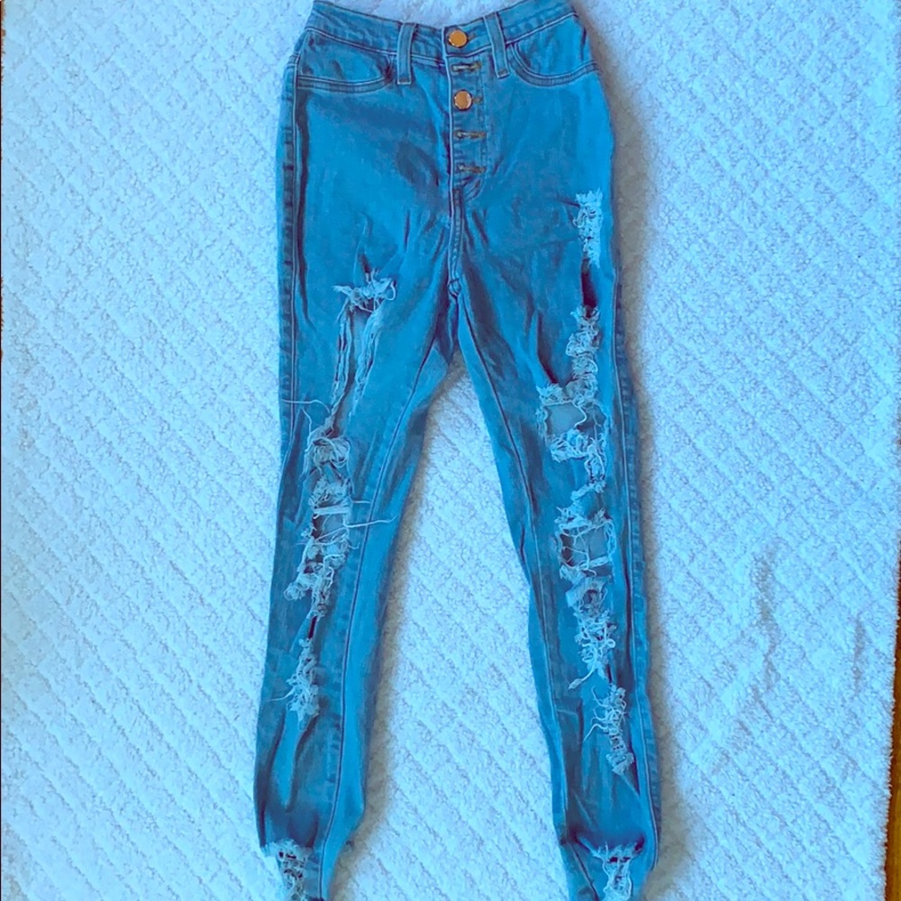 Fashion Nova high waist ripped jeans